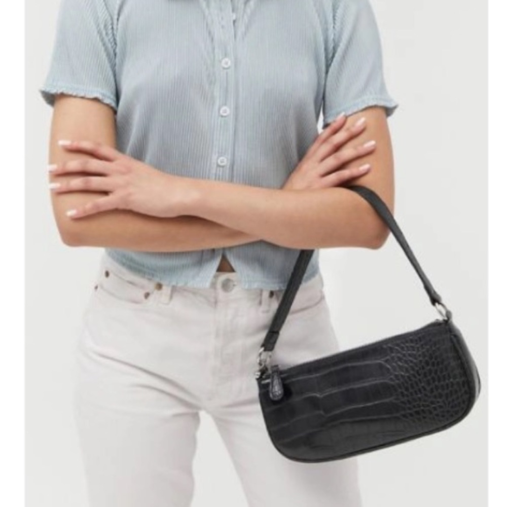 UO black Croc Baguette Bag